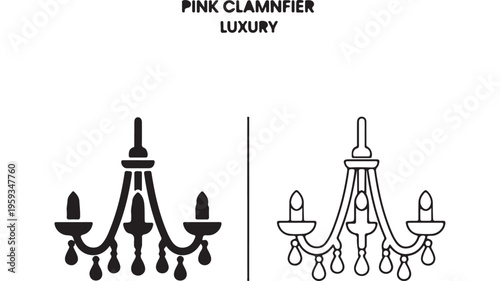 Pink chandelier outline with transparent background