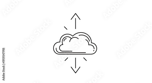 Vector cloud icon with up and down arrows