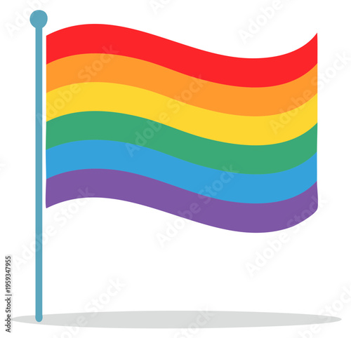 Rainbow Pride Flag Waving, LGBT Community Symbol, Vector Graphic Illustration