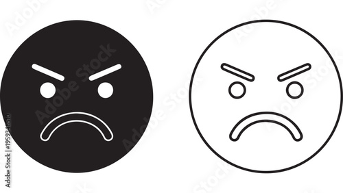 Angry face icon with transparent background