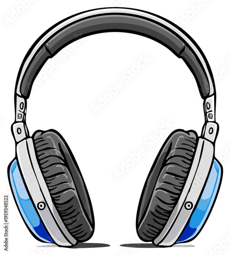 Stylized Studio Headphones With Blue Accents And Black Earcups