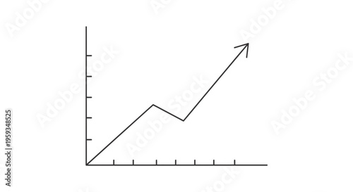 Vector line graph icon with upward trend arrow