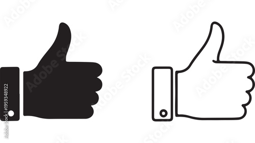 Thumbs up icon set with transparent background