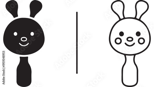Rabbit rattle toy icon with transparent background