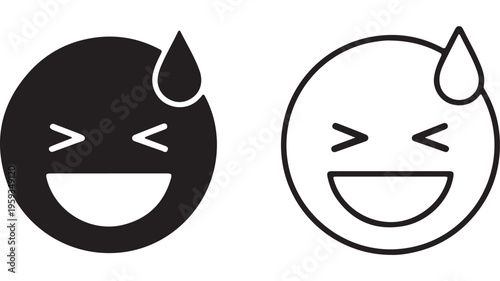 Sweating face emoji icon with transparent background