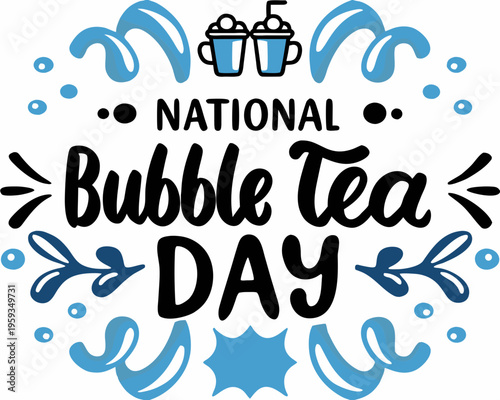 Bubble Tea Drinks Vector Illustration, Fun Beverage Concept for National Bubble Tea Day
