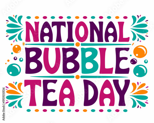 Bubble Tea Drinks Vector Illustration, Fun Beverage Concept for National Bubble Tea Day