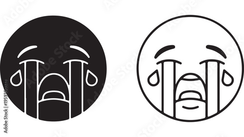 Sad face icon with tears in circle