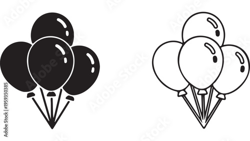 Black and white balloons bunch for party celebration