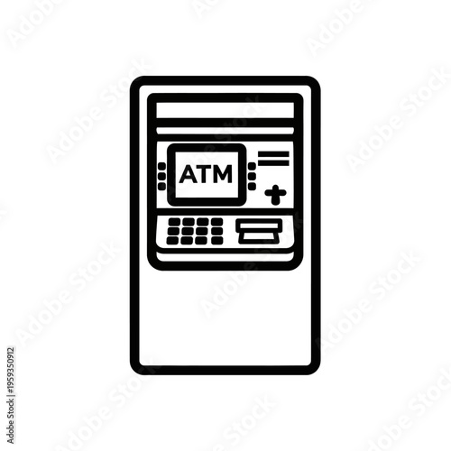Digital ATM Machine Icon for Banking and Financial Transactions