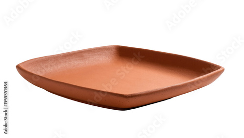 Photography Rustic terracotta square plate with shallow depth, showcasing natural earthy tex