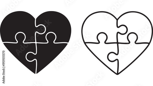Heart puzzle pieces connected symbolizing love and relationships