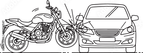 Motorcycle crash, car accident, vehicle collision, road incident isolated on Transparent Background