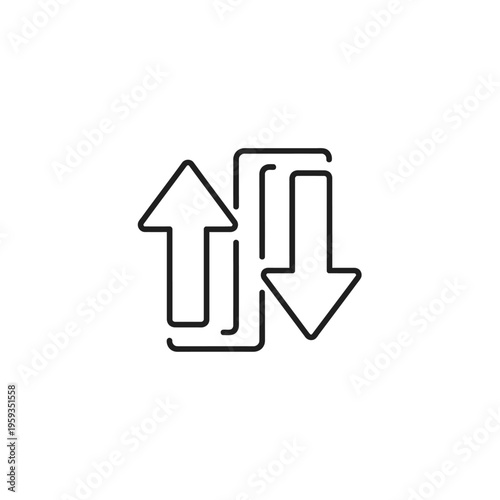Directional Arrows Sign Icon Representing Upward and Downward Movement