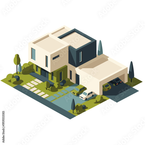 Modern suburban house with garage.