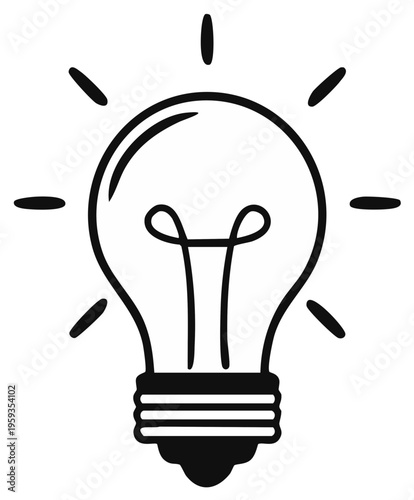 Conceptual Illustration of a Glowing Incandescent Light Bulb Symbolizing Ideas and Innovation