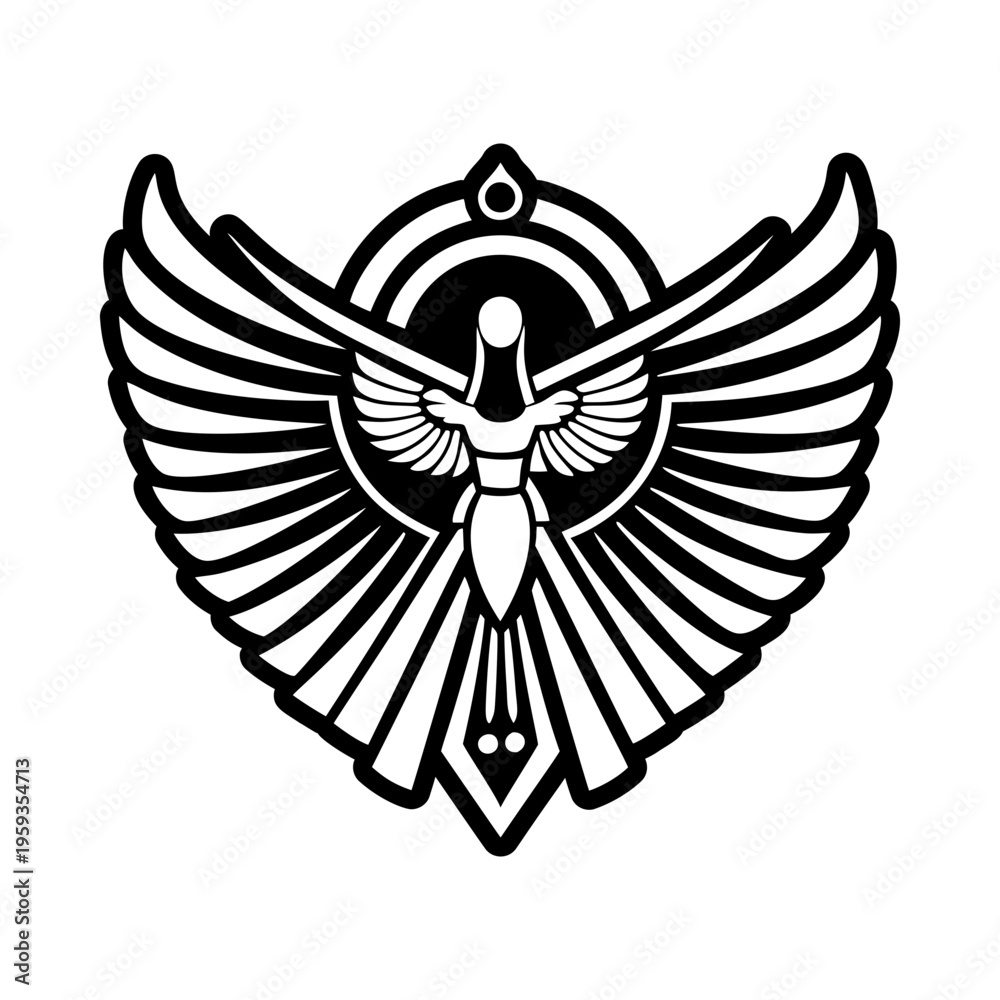 Fototapeta premium A glyph tattoo icon of isis wings