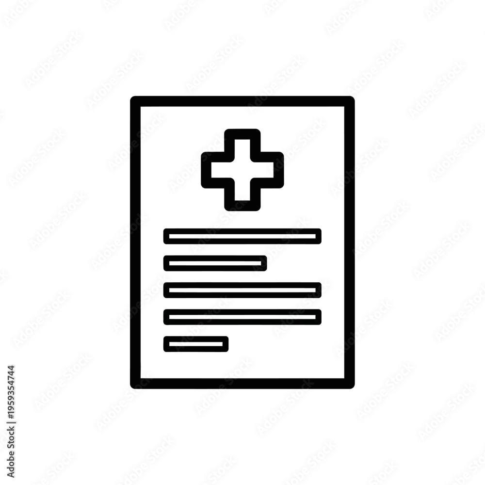 Fototapeta premium Medical Report Illustration with Cross Symbol and Document for Healthcare Documentation