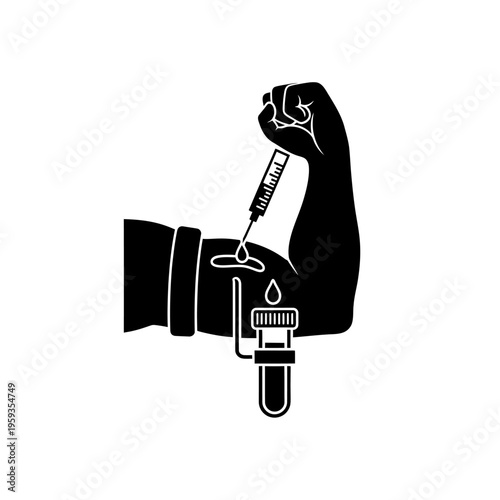 Medical Research and Healthcare Innovation Featuring Syringe and Test Tube