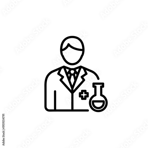 Medical Scientist or Doctor in Lab Coat with Laboratory Equipment
