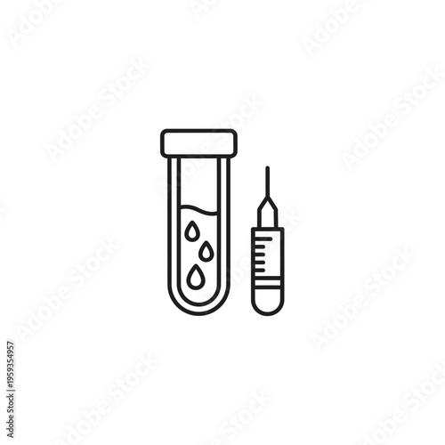 Medical Test Tube and Syringe for Health and Laboratory Procedures