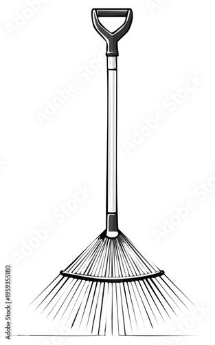 Gardening Tool Metal Leaf Rake with D Handle for Yard Work and Cleanup