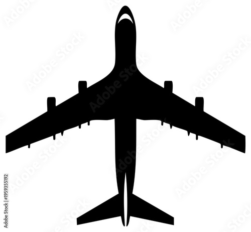 Silhouetted Jet Plane Graphic Top View