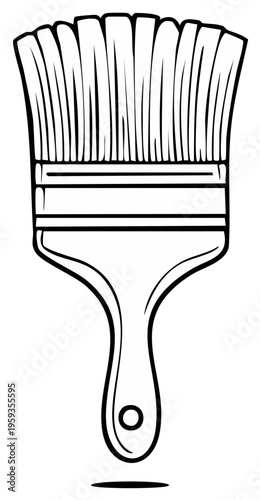 Simple Black and White Illustration of a Paint Brush with a Hole in the Handle