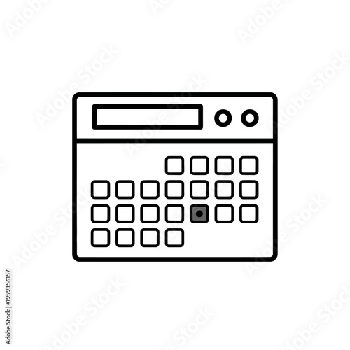 Minimalist Black and White Icon of a Drum Machine or Sequencer for Music Production