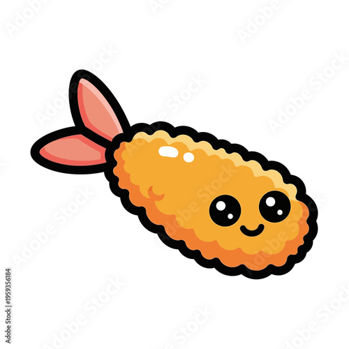 Cute Kawaii Fried Shrimp Cartoon