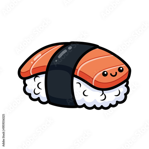 Cute Salmon Nigiri Sushi Cartoon