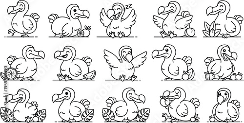Cute Dodo Bird Illustrations in Different Poses