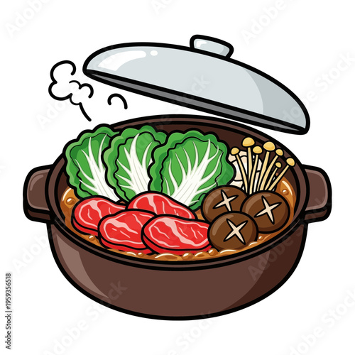 Japanese Hot Pot Dish Illustration