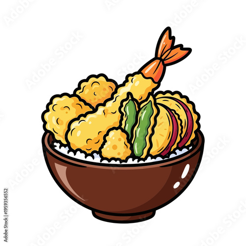 Japanese Tempura Bowl Illustration