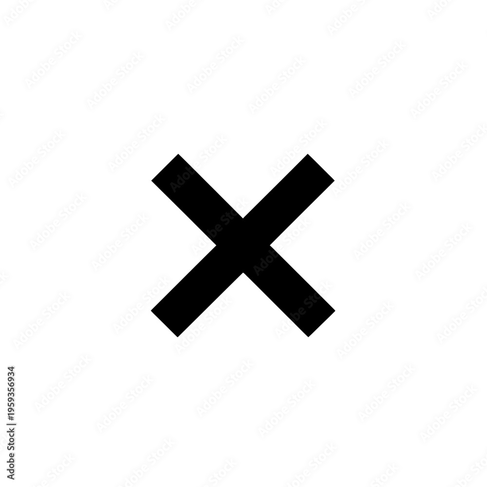 Obraz premium Minimalist Black Cross Symbol on White Background for Graphic Design and Illustration