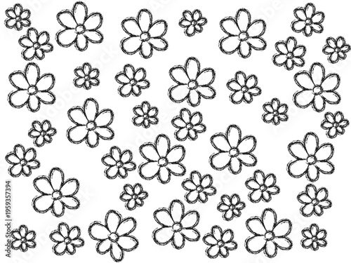Hand Drawn Flower Doodle Pattern – Cute Sketch Floral Seamless Background