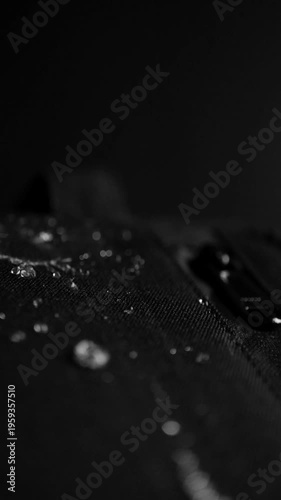 Water Droplets Sliding on Waterproof Surface Slow Motion