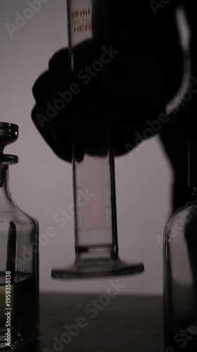 Luxury Perfume Mixing in Laboratory Glass Cylinder Experimental Studio Scene