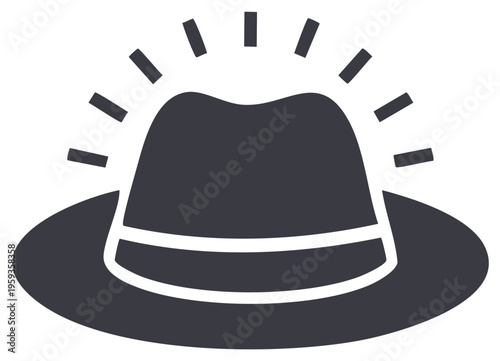 Shining fedora hat icon illustration
