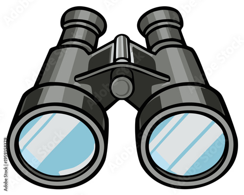 Classic Gray Binoculars Illustration for Observation Adventure and Exploring Distant Views