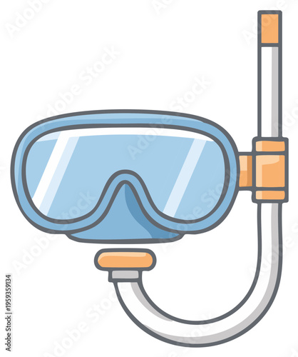 Bright blue snorkel mask and tube ready for fun ocean diving and swimming adventures