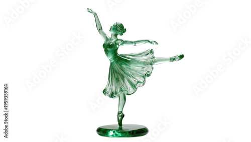 Cuadro en lienzo Elegant green translucent ballerina statue in a graceful classical ballet pose o
