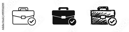 Approved Business Icons: Representing Successful Projects, Verified Employment, and Completed Professional Assignments.
