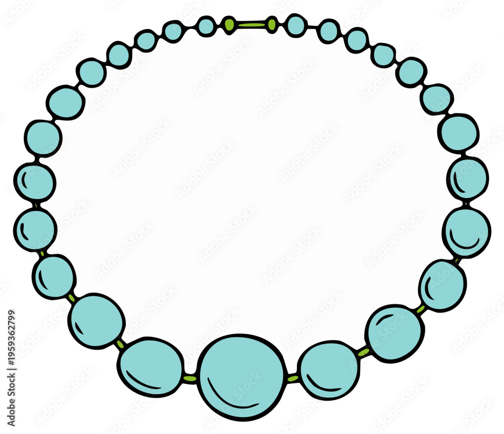 Fototapeta premium Cartoon turquoise beaded necklace illustration fashion accessories women's jewelry