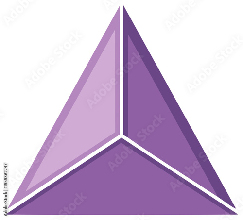 Three dimensional purple pyramid with faceted sides creating a modern geometric logo icon illustration