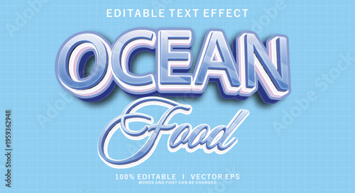ocean food 3d vector text effect with modern style design