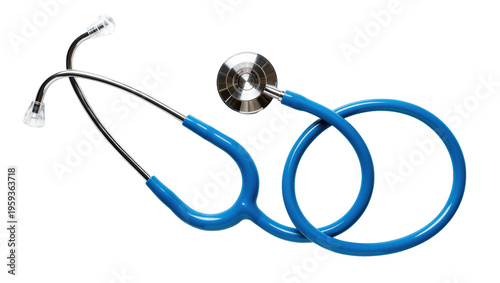 Professional blue stethoscope used by doctors for health check-ups and medical examinations