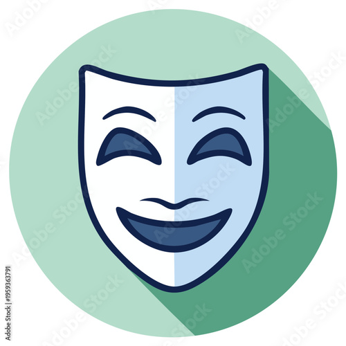 Smiling Theatre Masks. Acting, Drama, Role Play, and Comedy Elements