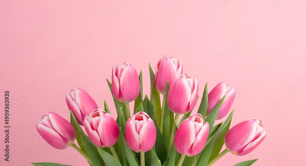 Fototapeta premium Beautiful pink tulips bouquet for mother's day celebration with loving care and appreciation