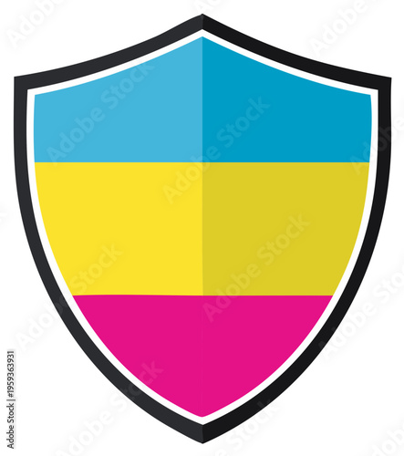 Free Download Pansexual pride flag inside a shield, symbol of the LGBTQ+ community vector icon - GFXLoad